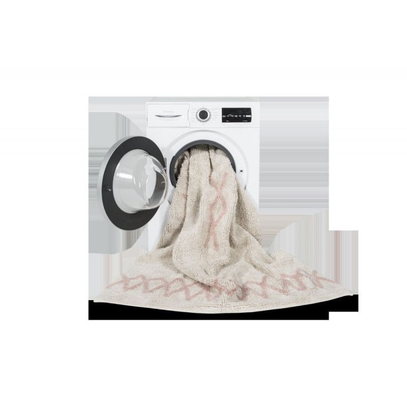 Alfombra vintage lavable en lavadora rosa 160x213 Elena