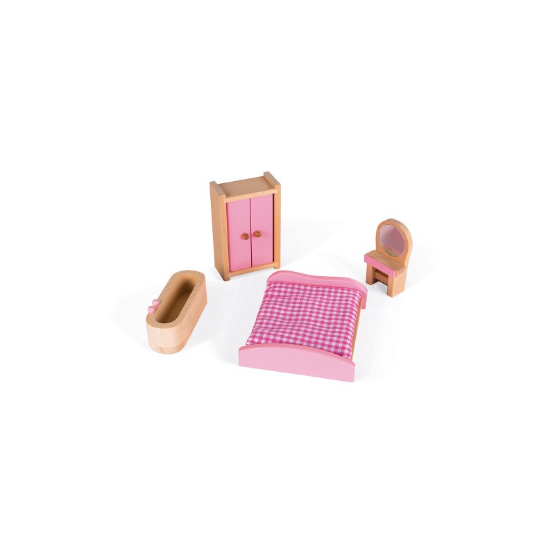 Janod Casa de muñecas de madera con muebles Mademoiselle