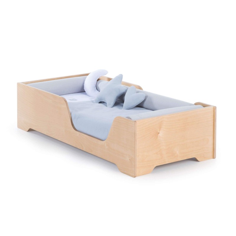 Cama-camita Montessori baja de madera tamaño 70x140cm