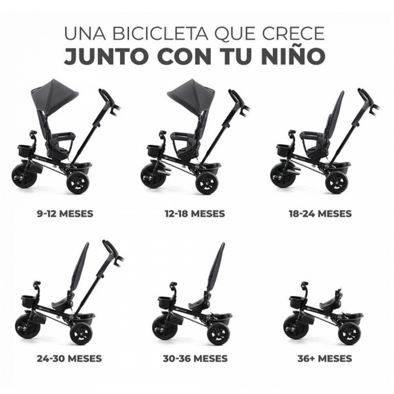 Triciclo 3 en 1 AVEO de Kinderkraft - Gris